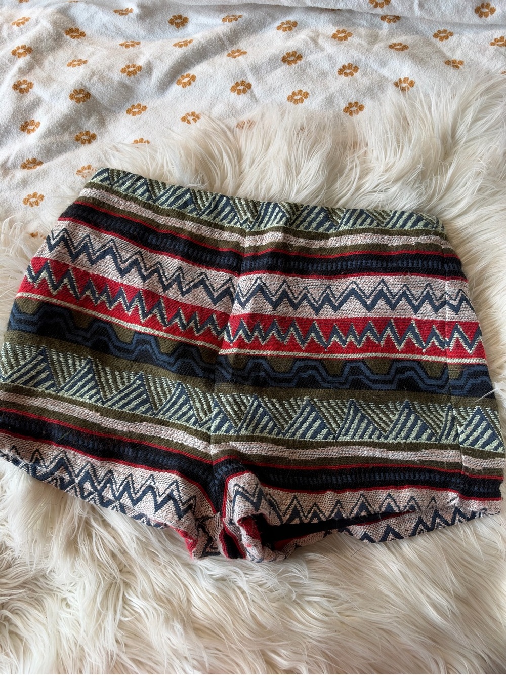 Forever 21 Multicolor Geometric Knit High-Waist Shorts